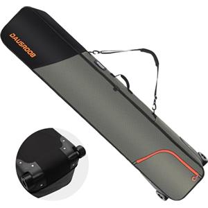 DAUSROOB Borsa da sci Borsa da Snowboard con Ruote, Sacca da Sci Imbottita 1680D Impermeabile Sacca Portasci per Viaggi Aerei, Borsa da Viaggio per Snowboard, Occhiali, Guanti, Sci e Accessori (164CM)