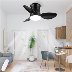 AUTODAY Silenzioso Ventilatore da soffitto con luce 62cm dimmerabile piccolo ventilatore soffitto Telecomando con funzione di memoria Funzionalità estate/inverno DC Motore Reversibili 6 velocità