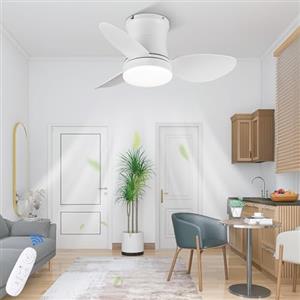 AUTODAY Silenzioso Ventilatore da soffitto con luce 62cm dimmerabile piccolo ventilatore soffitto Telecomando con funzione di memoria Funzionalità estate/inverno DC Motore Reversibili 6 velocità