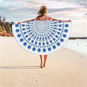 FainFun Telo Mare Donna Rotondo, Telo Mare in Microfibra, Coperta da Picnic con Nappe, Asciugamano Spiaggia Rotondo, Asciugamano da Spiaggia, Telo Mare Mandala Rotondo, 150 cm(59 inch)