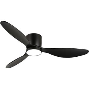 reiga Ventilatori da soffitto a incasso 132CM con luci telecomandate, ventilatore da soffitto moderno nero a basso profilo con luce a led, temporizzazione, motore DC reversibile