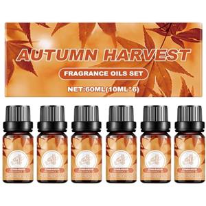 Generico Olio Essenziale per Diffusori | Set di 6x10ml, Cannella, Menta Piperita, Vaniglia, Mirtillo Rosso, Cedro, Mela