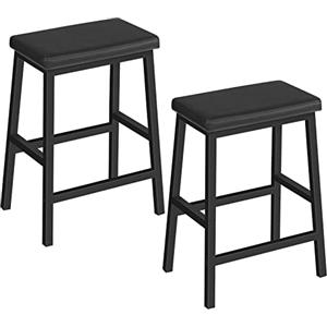 HOOBRO Set di 2 Sgabello da Bar Imbottiti in PU, Sgabello da Cucina con 2 altezze Poggiapiedi, Altezza 61 cm, Resistenti, Facile da Montare, Nero EBB01MD01