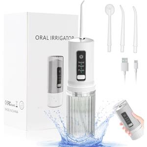 Ertisa Idropulsore Dentale Portatile, 3 Modalità e 4 Ugelli Water Flosser da Viaggio Impermeabile Acqua filo Interdentale Dentale Irrigatore orale con filo interdentale ad acqua per La Casa e I Viaggi