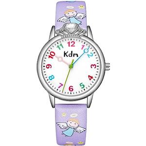 CIVO Orologio Ragazza Viola Quarzo Analogico Impermeabile Orologio da Polso Bambino Lancette Numeri Educativo Orologio di Apprendimento Pelle Regalo Bambina 3-12 Anni