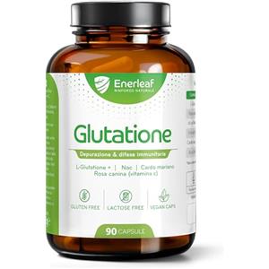 ENERLEAF Glutatione forte - 90 cps a dosaggio elevato 250 mg- Potente depurazione antiossidante dell'organismo - Azione antinfiammatoria detox per la salute del sistema immunitario
