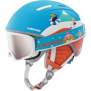 HEAD Mojo Paw Set Casco da Sci e Snowboard con Occhiali, Paw Patrol Design, Rosso/Blu