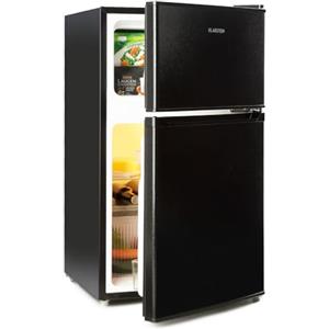 Klarstein Big Daddy Cool - Frigorifero e Freezer Combinati, Frigorifero Combinato, Classe E, ECOExcellence System, 2 Ripiani in Vetro di Sicurezza, Frigo da 61 L e Freezer da 26 L, 87 L, Nero