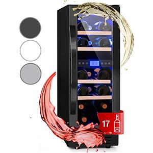 KLARSTEIN Cantinetta Vino Design da Incasso, Refrigerata a Zona Doppia per Vino Rosso, Bianco e Birra, Frigo per Esterno/Interno, 53L, 17 Bottiglie