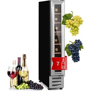 Klarstein Cantinetta Vino Design da Incasso, Cantinetta Vino Refrigerata a Zona Singola per Vino Rosso, Bianco e Birra, Controlli Touch, Frigo Vino Cantinetta per Esterno/Interno, 20L, 7 Bottiglie