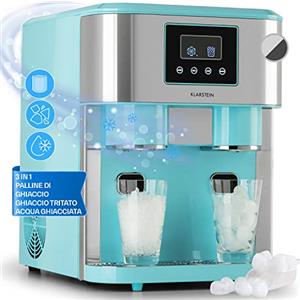 Klarstein Macchina Ghiaccio 1.8L, Macchina del Ghiaccio Professionale, Fabbricatore Ghiaccio Secco Alimentare 15kg, Ghiaccio Tritato e a Cubetti, Macchina Ghiaccio Casa Cocktail Pulizia Rapida