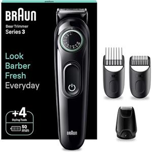 Braun Series 3 RASOIO ELETTRICO BARBA, Con lama barba Ultra Affilata, REGOLABARBA UOMO 40 Lunghezze, 50 Minuti Di Utilizzo Senza Fili, BT3421 Nero