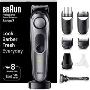 Braun Series 7 RASOIO ELETTRICO BARBA Con lama barba Problade, REGOLABARBA UOMO 40 Lunghezze, Accessori Da Barbiere, Base Di Ricarica, Custodia, BT7420 Nero/Verde Elettrico