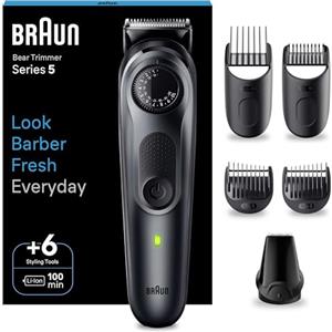 Braun Series 5 RASOIO ELETTRICO BARBA, Con lama barba Ultra Affilata, REGOLABARBA UOMO 40 Lunghezze, Accessori Per Lo Styling, Custodia, 100 Minuti Di Utilizzo Senza Fili, BT5450 Nero Elettrico