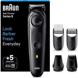 Braun Series RASOIO ELETTRICO BARBA, Tagliacapelli Uomo e Rifinitore BARBA, REGOLABARBA UOMO Con lame Di Lunga Durata, Autonomia 100 minuti, BT5430 Nero Elettrico