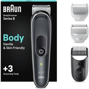 Braun Serie 5 Rasoio Elettrico Corpo Uomo, per Petto, Ascelle, Inguine e Zone Sensibili, con Pettini Da 3 a 11 mm, Tecnologia SkinShield per un Uso Delicato, Impermeabile, 100 Min Autonomia, BG5340