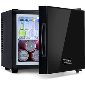 KLARSTEIN Frosty Minibar - Mini Frigo, Compatto, Sistema di Raffreddamento Termoelettrico, Capacità 10 Litri, Temperatura: 12-18 °C, Classe di Efficienza Energetica A, 33 dB, Nero