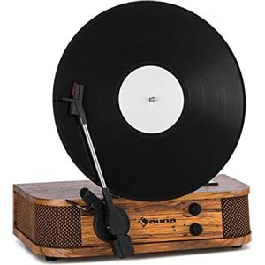 AUNA Verticalo SE - Giradischi Retró, Lettore Vinili, Giradischi Vintage, 33, 45 e 78 giri/min, BT, Altoparlanti Stereo, Porta USB compatibile MP3, Uscita di Linea, Legno, con Bluetooth