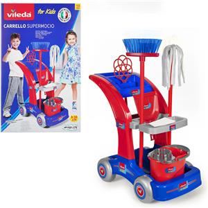 Vileda Maxi Carrello Pulizie con Accessori - Set Completo per Bambini, Altezza 48 cm