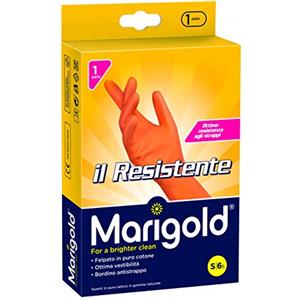 Marigold 145680 Guanto Il Resistente, massima elasticità e resistenza, doppio strato di lattice, felpato in puro cotone, manica lunga e bordino frenagocce antistrappo