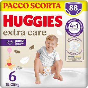 Huggies Extra Care, Pannolini Taglia 6 (15-25 Kg), Mutandina traspirante, Design Winnie The Pooh, Pacco Scorta, 88 Pz