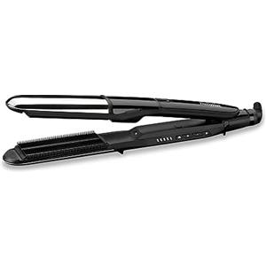 BaByliss ST496E Piastra a Vapore 2in1 Steamshine Ceramic Diamond da 39 mm, Lisciante, 5 Temperature, Auto Spegnimento di Sicurezza, Nera e Argento