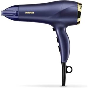 BaByliss 5781PE Asciugacapelli Midnight Luxe 2300W, Funzione ionica anti-crespo, asciugatura rapida, Leggero, 3 temp/2 vel, colpo aria fredda, filtro posteriore rimovibile, cavo da 2.2m