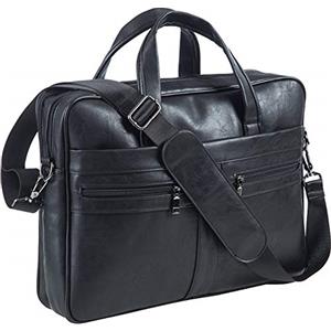 seyfocnia Borsa messenger da uomo, in pelle, per computer portatile, nero, 17.3inch, Colore: nero
