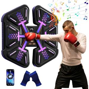 EagerMinds Macchina da Boxe Musicale, 2024 Nuova Macchina da Boxe Elettronica con Luce LED Smart con Musica Boxe con Guantoni da Boxe - Macchina da Boxe Musicale Bluetooth con 9 Modalità di Velocità e Modalità
