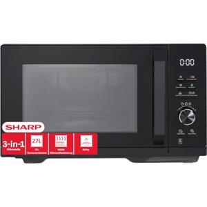 Sharp RCA271TB Microonde Airfry, 5 in 1, 900 W, grill 1000 W, aria calda e funzione AirFry, convezione 2100 W, 27 l, 28 Autom.pr., peso e scongelamento programmato, nero