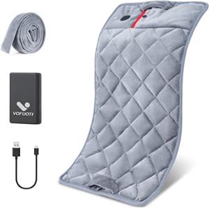 Vofuoti Termoforo Elettrico con 10000mAh batteria,3 livelli di temperatura,1kg Peso Cuscino Elettrico Riscaldante senza fili per schiena,collo e spalle,addome,lavabile in lavatrice,flanella morbida