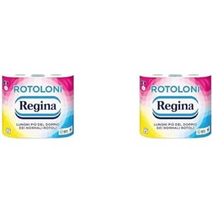 Regina Rotoloni Regina - 4 Maxi Rotoli di Carta Igienica, 500 Fogli a 2 Veli, Lunghi Più del Doppio dei Normali Rotoli, 50% in Plastica Riciclata, Carta 100% Certificata FSC® (Confezione da 2)