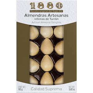 1880 - Mandorle Artigianali Ripiene di Torrone di Crema a la Piedra, Ricoperte Da Un Sottile Strato Di Wafer, Consistenza Croccante, Snack di Qualità Suprema, 165 g, 12 unità