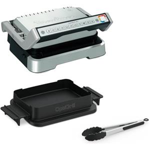 Moulinex Optigrill 4in1 + Pinza, Barbecue e Forno in Unico Dispositivo, Ideale per Pasto Completo, Tecnologia Intelligente e 9 Programmi di Cottura Automatici, Piastre Antiaderenti, GI776D