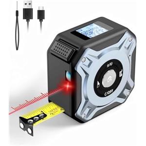 FAHEFANA Metro a Nastro Laser 2-in-1, 40m Metro Laser e 5m Metro a Nastro, USB-C Fast Charging Misuratore Laser, Digitaledisplay HD per Pitagora/Misura Distanza/Area/Volume, M/In/Ft, per DIY e Home Deco, IP56