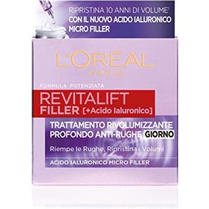 L'Oréal Paris Crema Viso Giorno Revitalift Filler, Azione Antirughe Rivolumizzante con Acido Ialuronico Concentrato, 50 ml