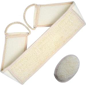 Coyanyu Scrubber per la Schiena in Luffa, 2 Pezzi Cintura Lavaschiena per Doccia e Spugna da Bagno per il Corpo Pad, Naturali Organico Esfoliante Spugna Scrub per Uomo Donna Massaggi Cura del Corpo