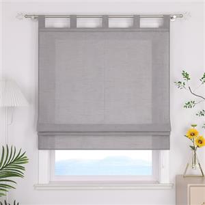 ESLIR Tenda a pacchetto con passanti, tende tinta unita per cucina, oscuranti, tende a pacchetto per soggiorno, tenda a rullo con laccetti per finestre senza forare, grigio, LxA 120x140cm, 1 pezzo