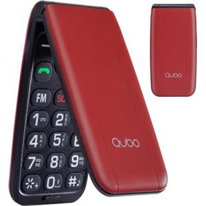 Qubo Flip Telefono per anziani GSM, Cellulare per anziani, Display da 2,4'', Volume alto,Funzione SOS, Supporto Dual SIM,Chiamata rapida, Radio FM, Torcia elettrica,Rosso