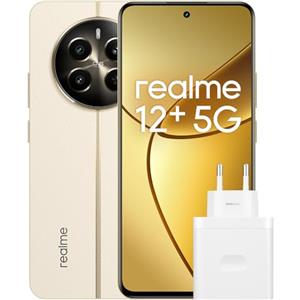 realme 12+ 5G Smartphone 8+256 GB con NFC, Sony LYT-600 OIS, Chipset Dimensity 7050 5G, Display AMOLED da 120 Hz, Smart Touch antipioggia, SUPERVOOC da 67 W, Navigator Beige, Esclusiva Amazon