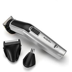 BaByliss MT726E 8-in-1 Titanium Multi Trimmer Kit Grooming, Autonomia 60 minuti, Testina di Precisione con lame in Titanio, Testina di rasatura, 3 Guide Barba, Testina naso/orecchie, 1 Guida Corpo