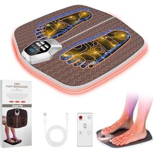 Ecoret-Pro Massaggiatore per Piedi, EMS Massaggiatore Piedi Elettrico con Telecomando, 8 Modalità e 19 Intensità, per la Circolazione Sanguigna e il Sollievo dal Dolore Muscolare