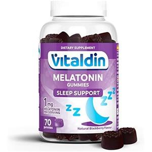 VITALDIN Melatonina Gummies - 1 mg per dose - 70 Caramelle Gommose (fornitura per 2 mesi) gusto Mora - Aiuta a Regolare il Ciclo del Sonno - Senza Glutine- per Bambini e Adulti