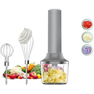 PowCube Set Sbattitore Elettrico, Frusta Elettrica, Frullatore a Immersione Mini per Tritatutto da Cucina, Mixer Senza Fili Ricaricabile, Minipimer per Tritare, Tagliare e Fare Purea, 4 Velocità, 300ML