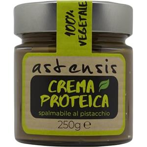 ASTENSIS, Crema VEGAN Proteica al Pistacchio, 250g. Crema Spalmabile VEGAN Artigianale Pistacchio con Proteine del Pisello. Senza Zucchero e Senza Olio di Palma