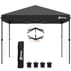 Sekey Gazebo 3x3m Pieghevole Impermeabile, Gazebo 3x3 Pieghevole Impermeabile, pergolato da giardino Pop p con 4 Sacchi di Sabbia di Peso e Sacca di Trasporto (Nero, Senza Pareti Laterali)