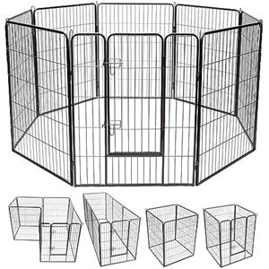 COSTWAY Recinto per Cani da Interno ed Esterno, Recinzione per Animali Domestici con 8 Pannelli di Metallo, Box per Cani, Gatti e Conigli, 80 x 100 cm