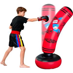 Gevvnss Sacco da Boxe da Terra,120cm Sacco Box Bambino Allenamento Boxe,Punching Ball Bambini e Ragazze Età 3-12 per Praticare Karate,Taekwond MMA,Taglia S