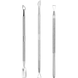 SWYSGS 3 Pezzi Spingi Cuticole Professionale a Doppia Testa, Rimuovere le Cuticole, Strumento di Rimozione dello Smalto a in Acciaio Inox, Raschietto per Unghie in Gel Smalto per Manicure e Pedicure