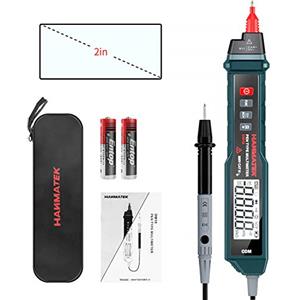 HANMATEK Multimetro Digitale Portatile, HANMATEK DM10 Multimetro senza Contatto a Display LCD Retroilluminato, Automatica Misurazione di Voltmetro/Resistenza AC/DC/Diodo/Frequenza, Conservazione Dati, LED, NCV